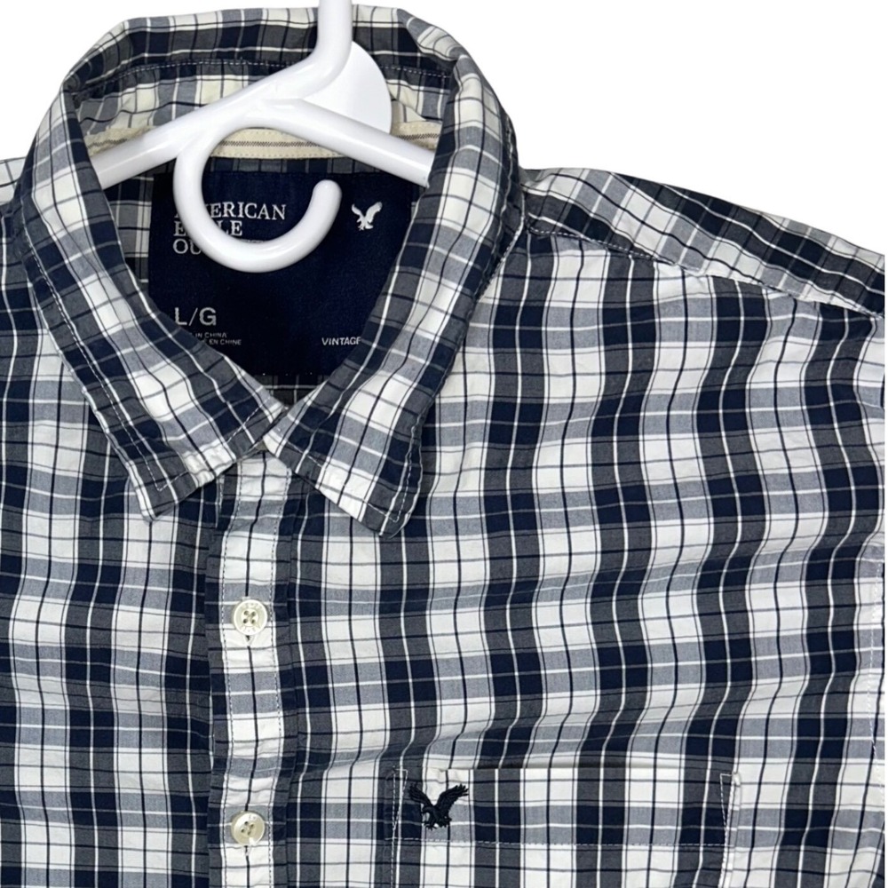 American Eagle Outfitters Men's Plaid Button Down Shirt Large Vintage Fit